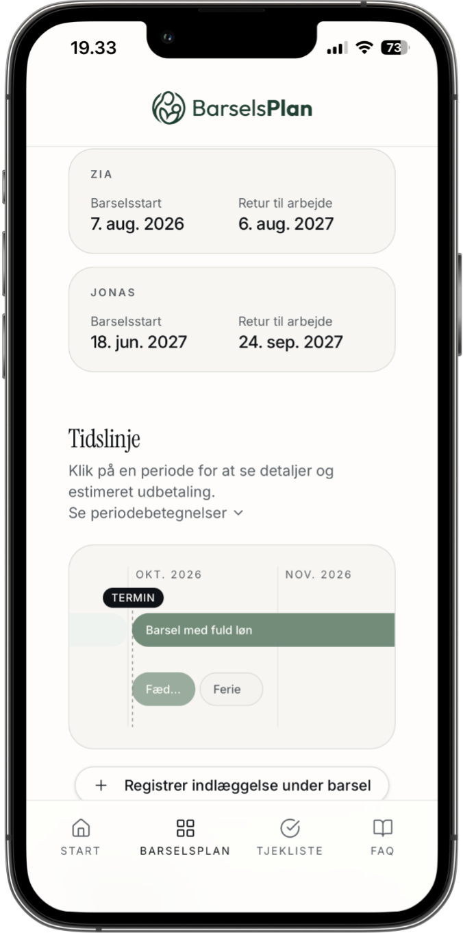 BarselsPlan – Tidslinje